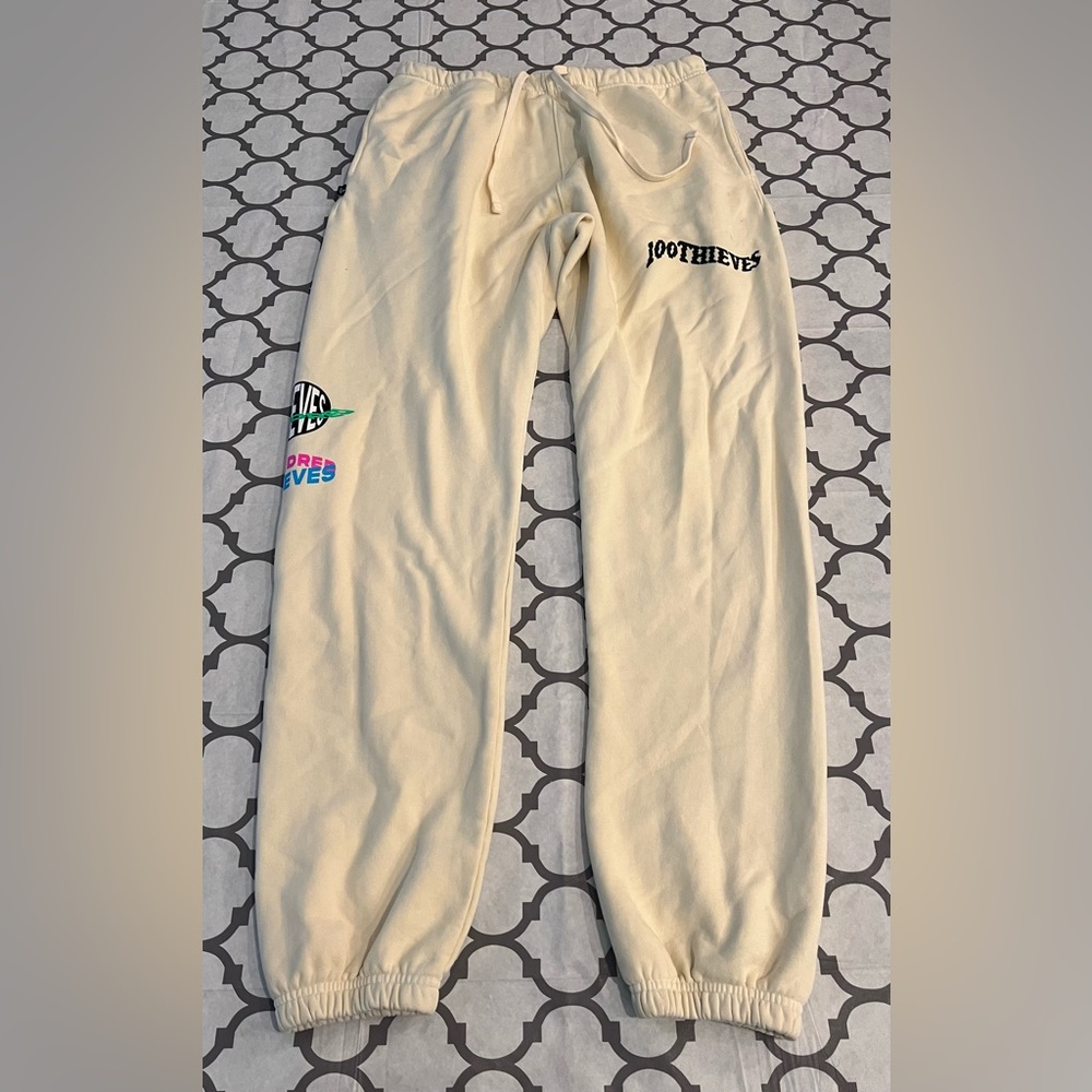 100 Thieves Sweatpants Joggers Men’s Size XL Made In USA Rare Cream Drawstring